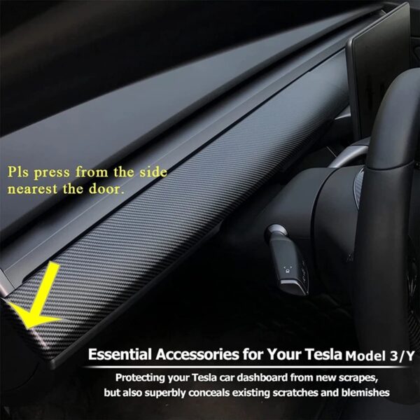 Matt carbon fibre 2 pieces Dashboard cover for model 3/y