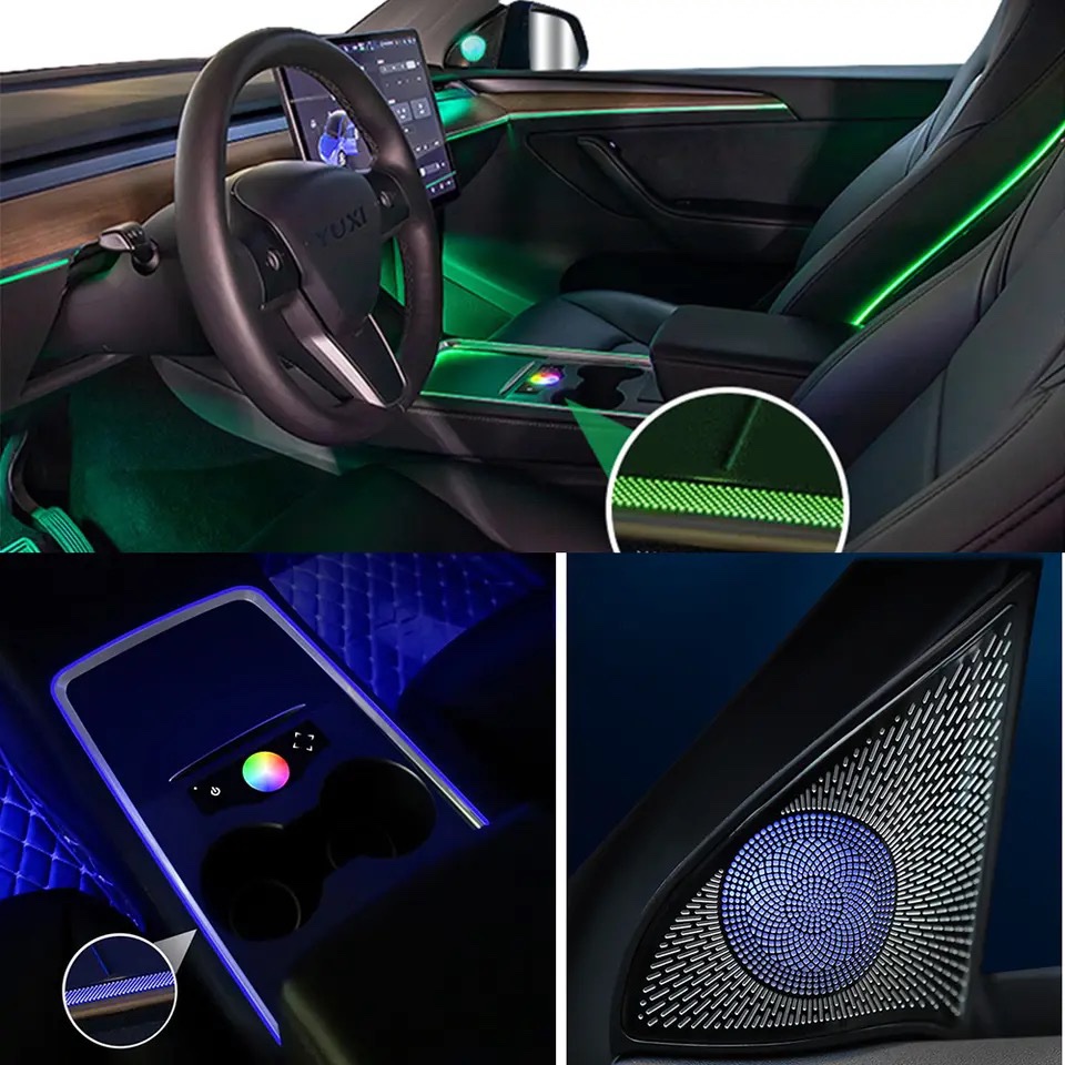 Car Interior Ambient Light 128 Colors for Tesla Model 3 2022/2023 »  Evcarsuae